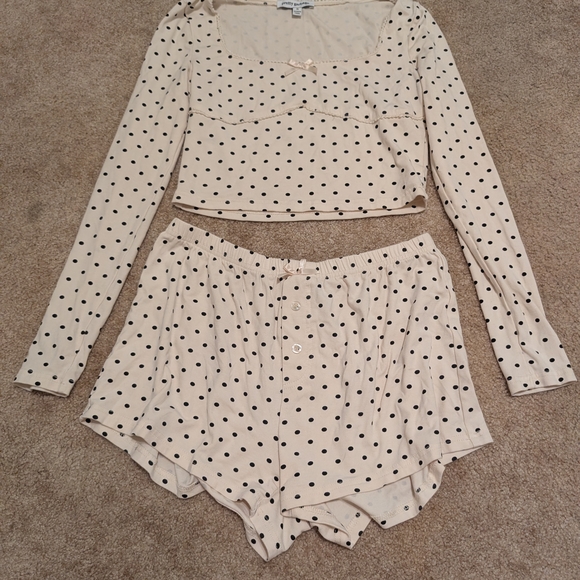 Pretty Garbage Other - Polka Dot Pajama Set - Cream and Black